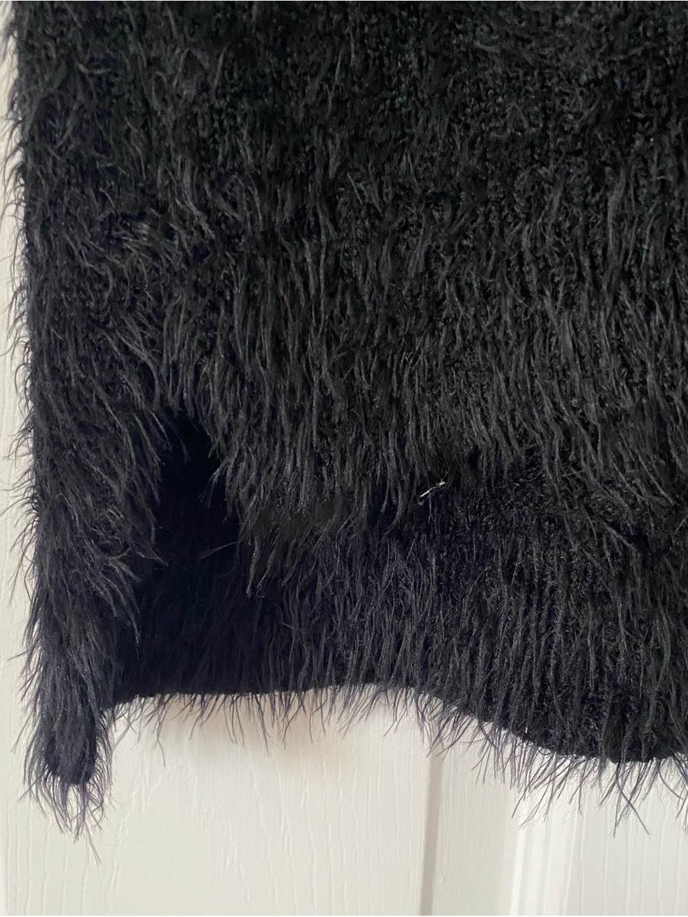 Black Fuzzy Long-Sleeve Women's Dress - Picture 12 of 12
